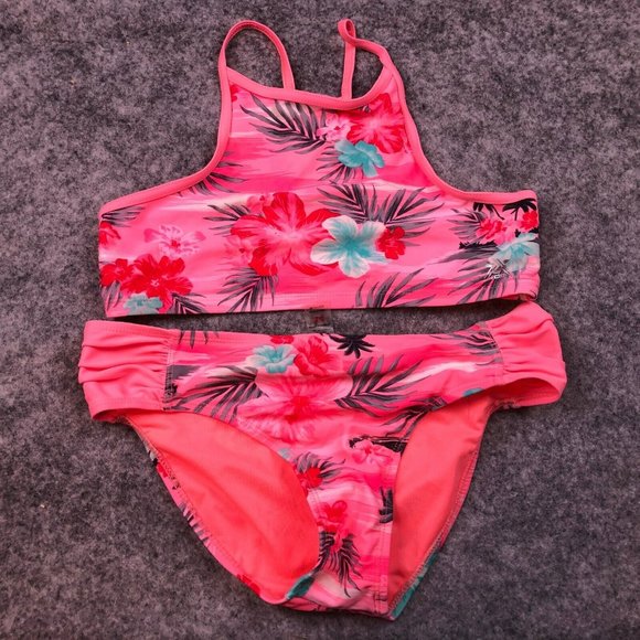 Zero Xposur Bikini Set 14 Girls Sports Bra Bralette Hipster Full Coverage Floral - Picture 1 of 10